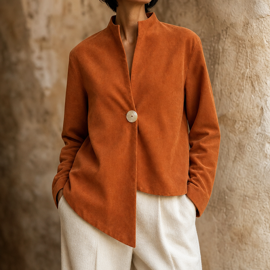 Burnt Orange Asymmetrical Statement Jacket