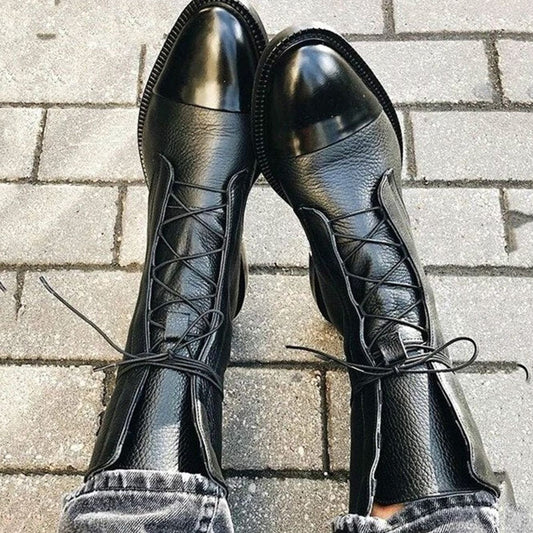 Classic Leather Lace-Up Ankle Boots