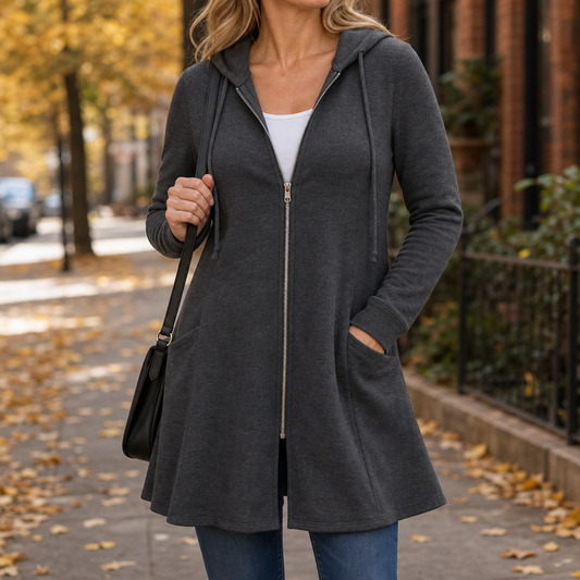 Hooded Longline Full-Zip Jacket