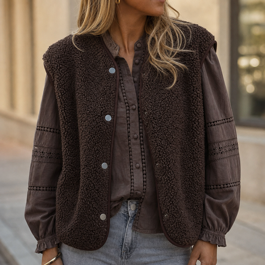 Sleeveless Boxy Teddy Fleece Vest