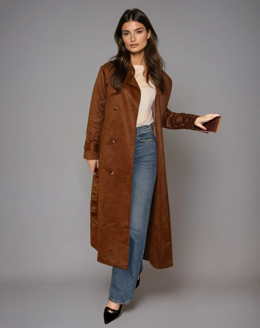 Suede Longline Trench Coat