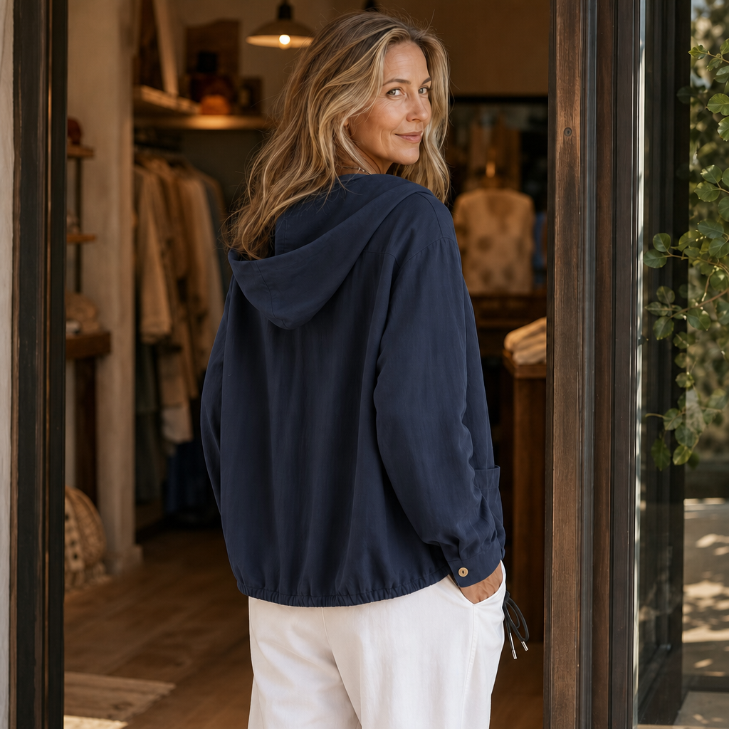 Adjustable Drawstring Hooded Lightweight Jacket