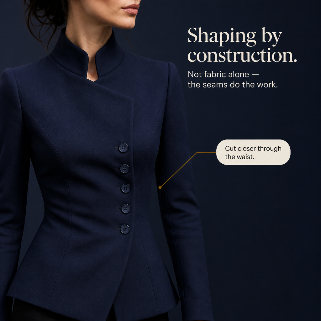 Asymmetric Button-Up Stand Collar Blazer