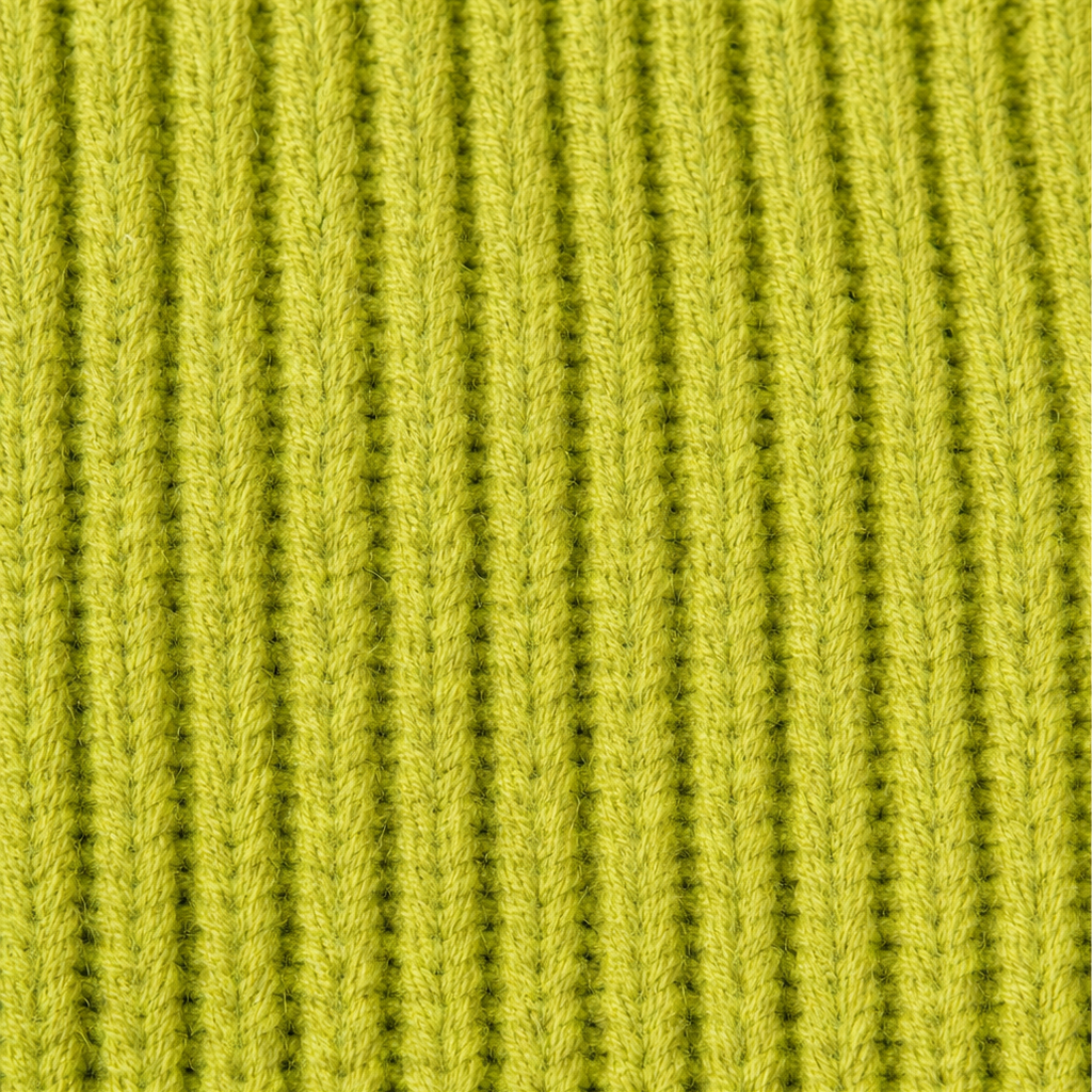 Chartreuse green ribbed knit fabric texture