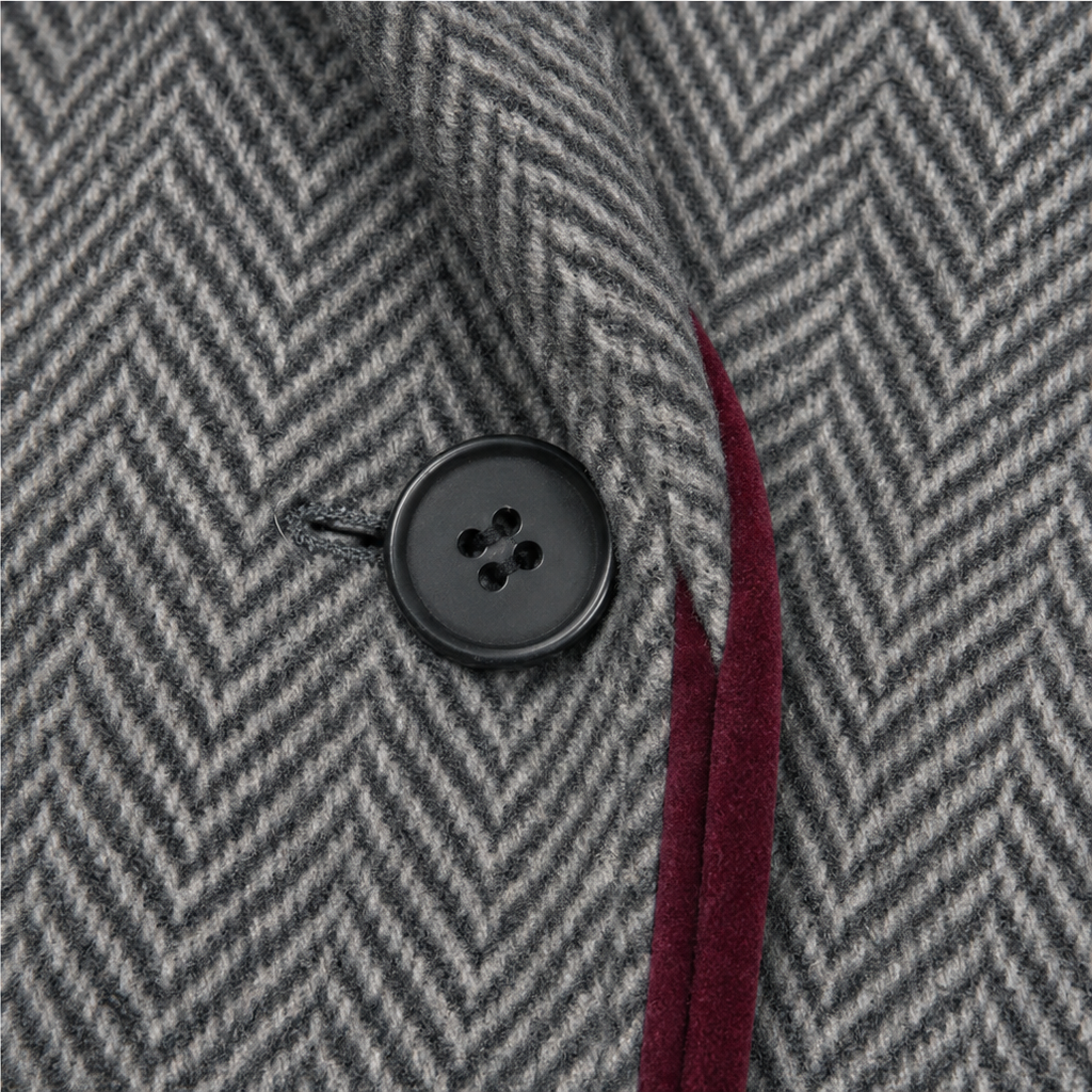 Burgundy Herringbone Long Coat