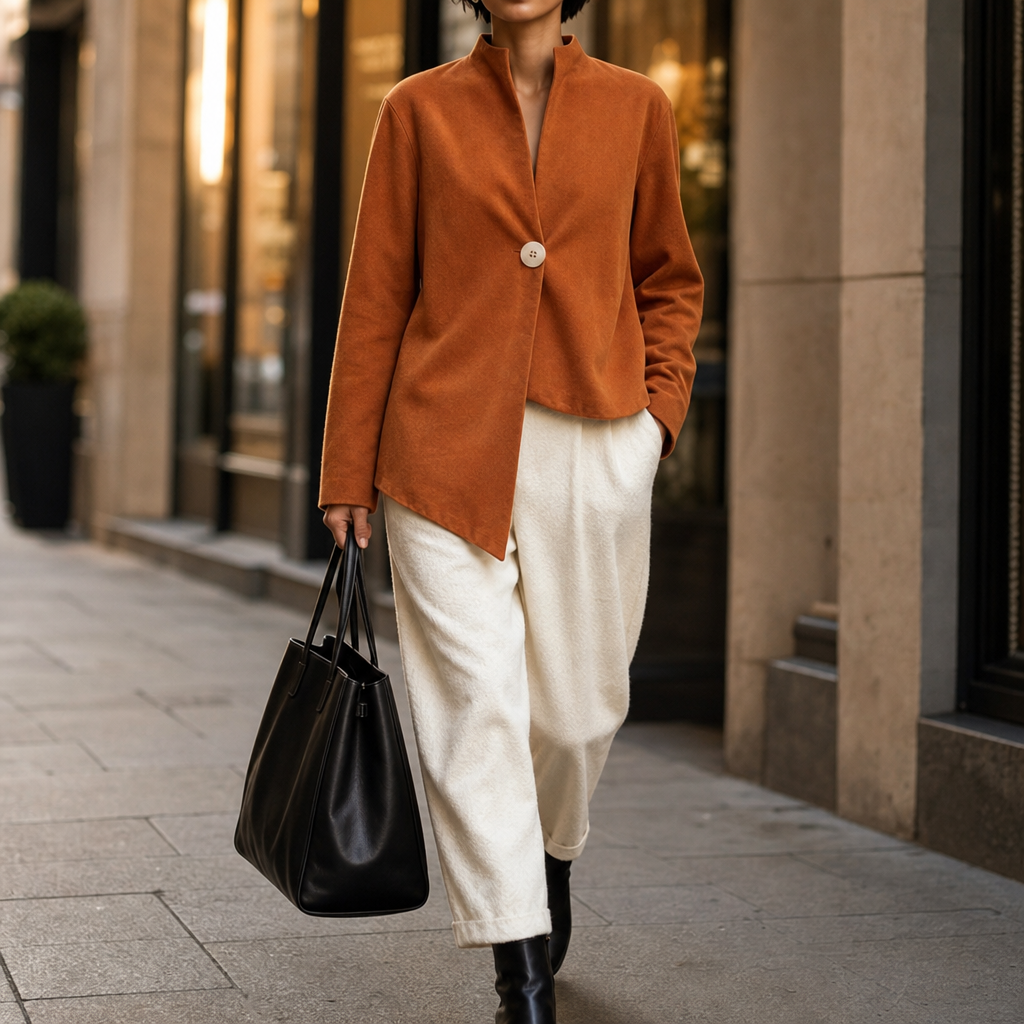 Burnt Orange Asymmetrical Statement Jacket