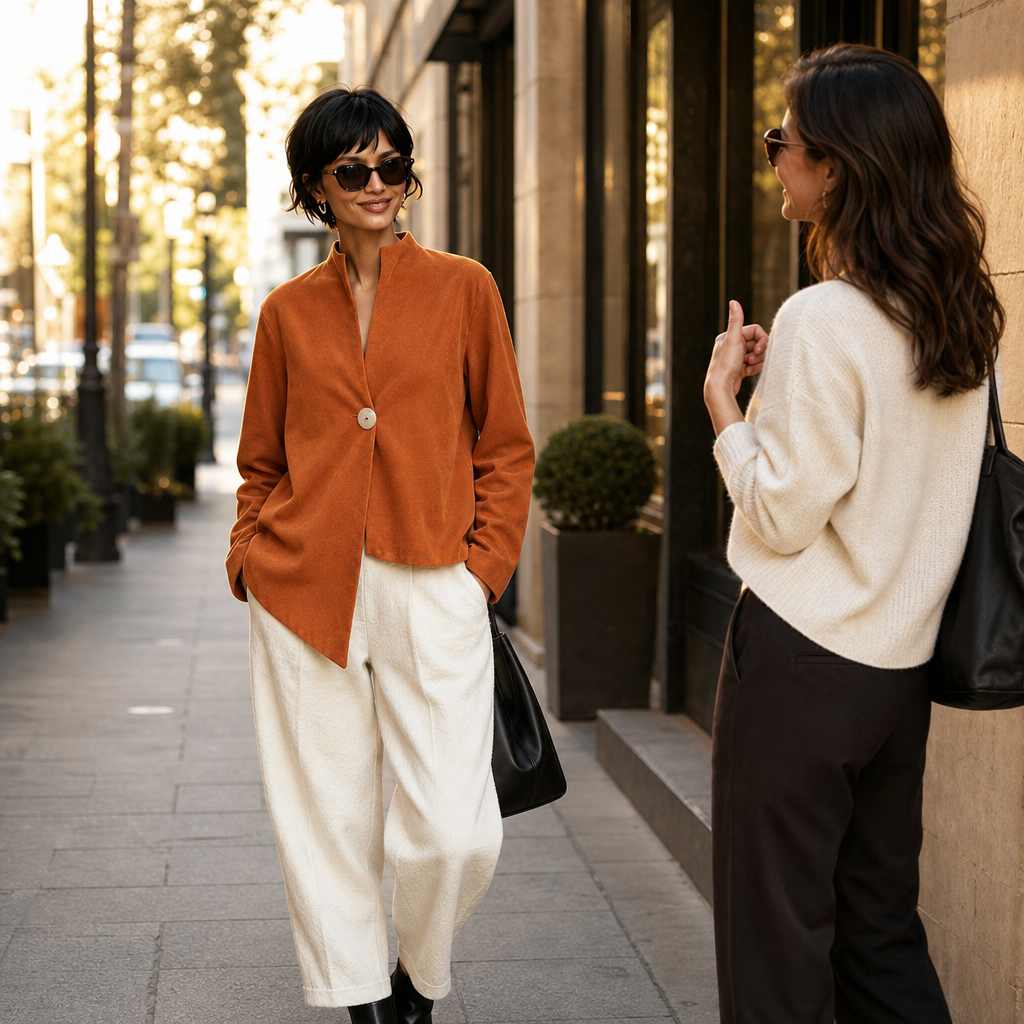 Burnt Orange Asymmetrical Statement Jacket