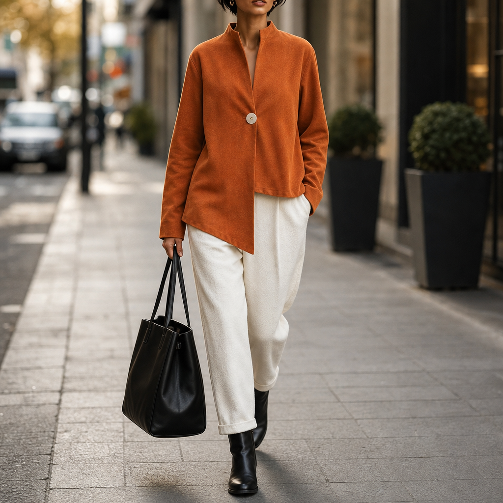Burnt Orange Asymmetrical Statement Jacket
