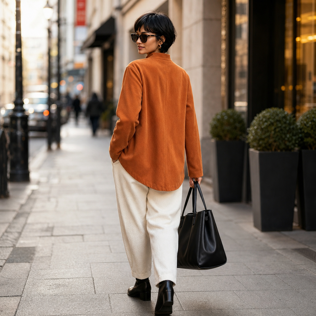 Burnt Orange Asymmetrical Statement Jacket