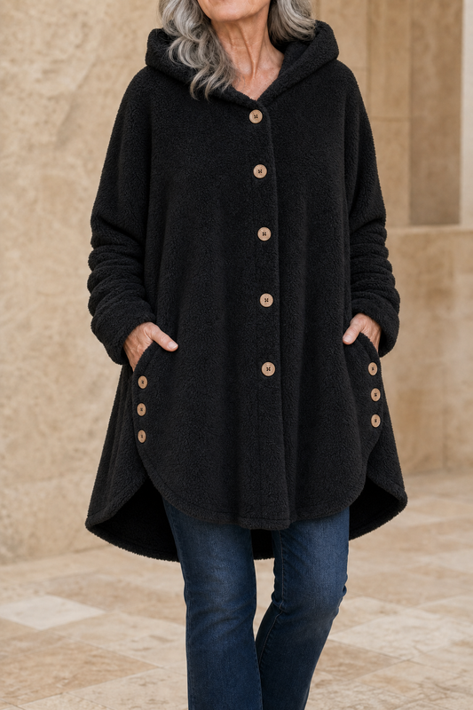 Button-Front Fleece-Look Shirt Jacket