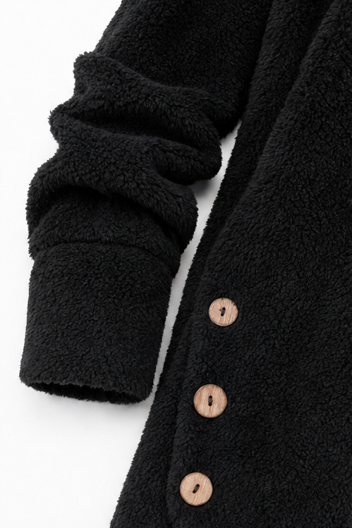 Button-Front Fleece-Look Shirt Jacket