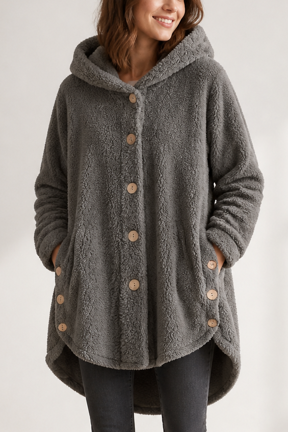 Button-Front Fleece-Look Shirt Jacket