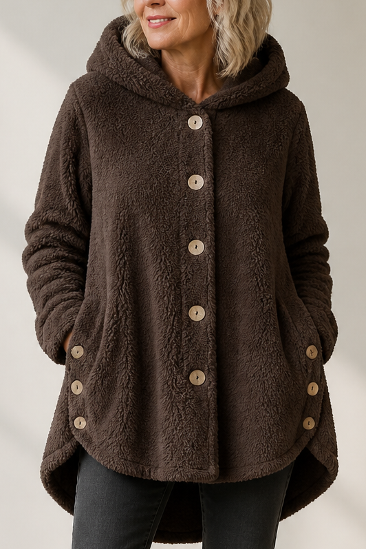 Button-Front Fleece-Look Shirt Jacket
