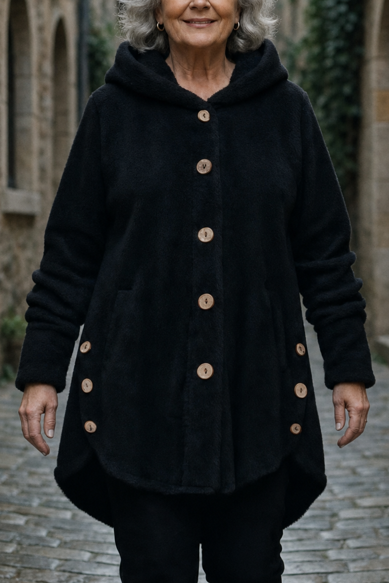 Button-Front Fleece-Look Shirt Jacket