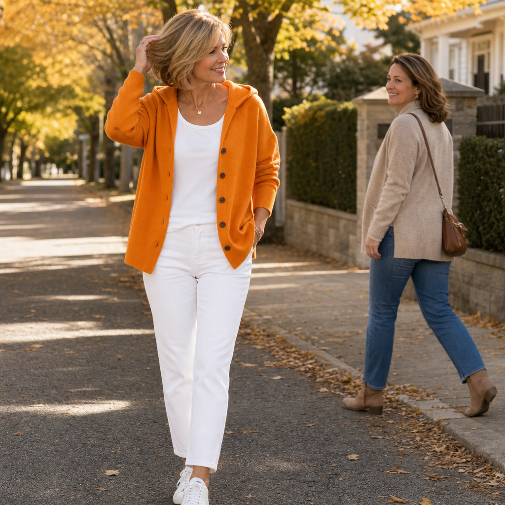 Button-Front Hooded Cardigan
