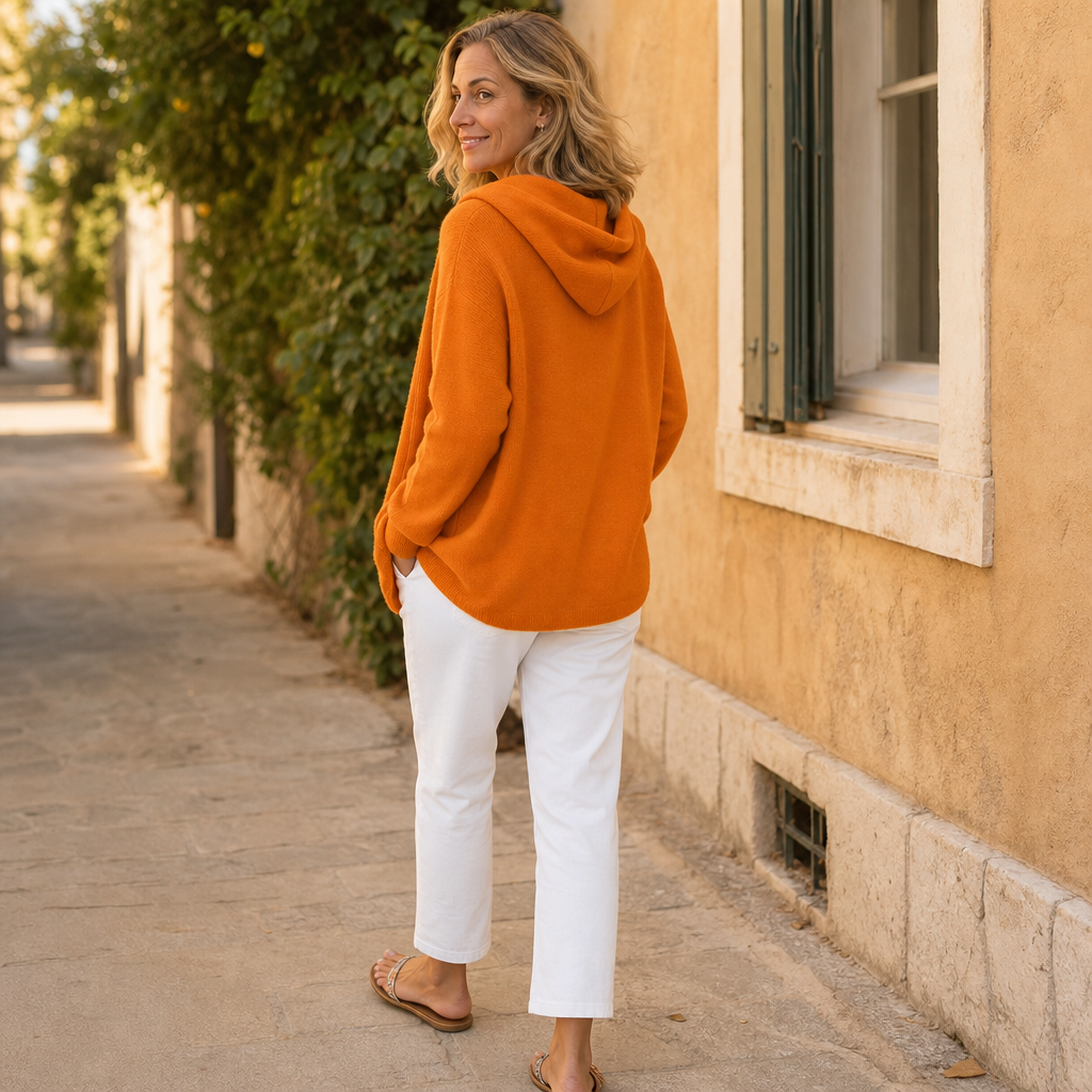 Button-Front Hooded Cardigan