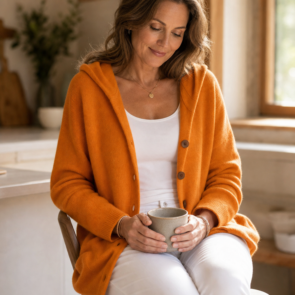 Button-Front Hooded Cardigan