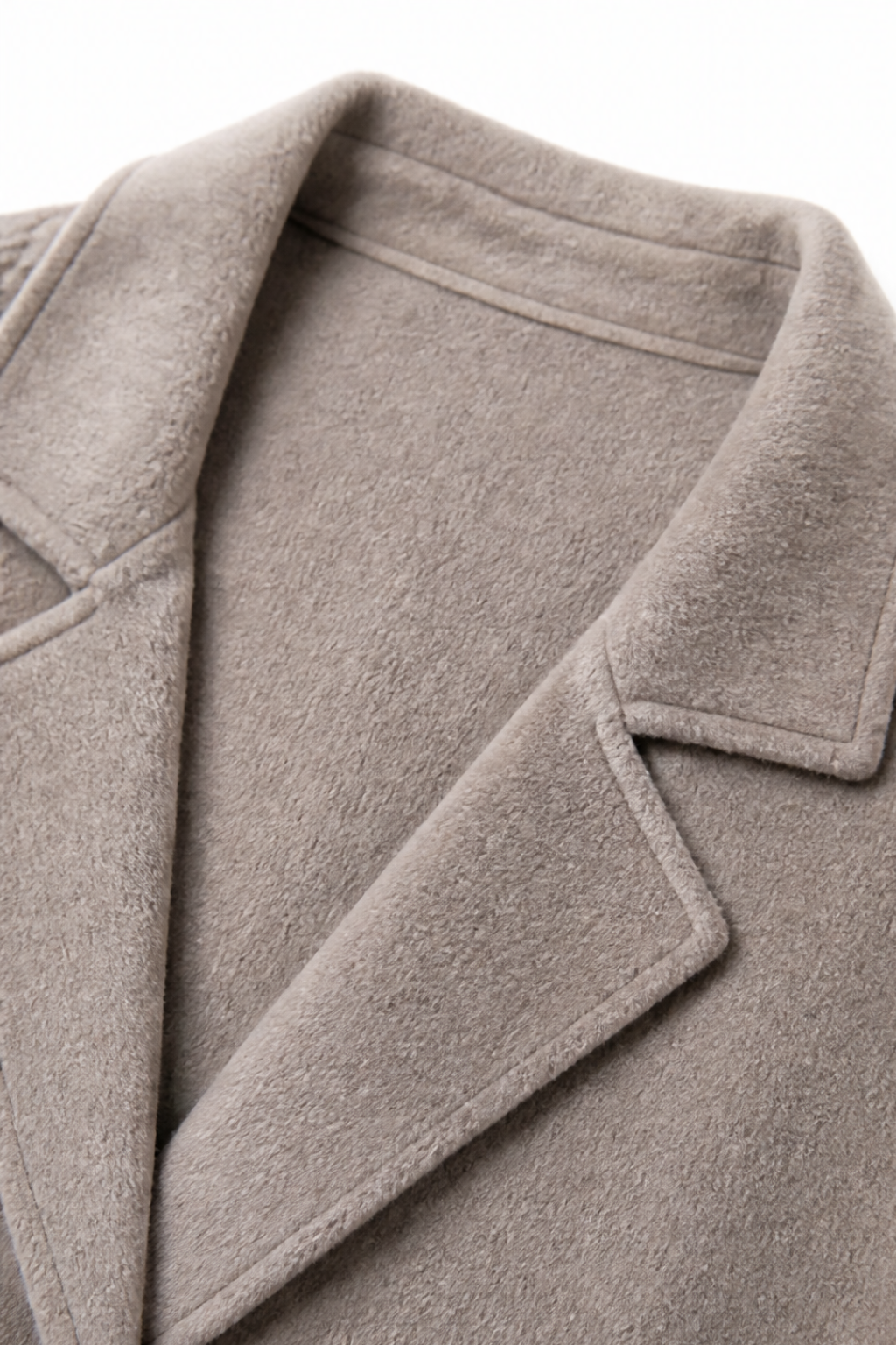 Cable-Knit Sleeve Double-Breasted Longline Coat