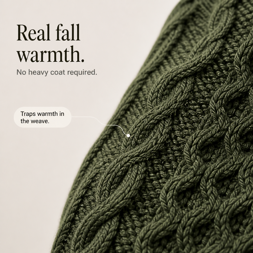 Cable-Knit Turtleneck Poncho Sweater
