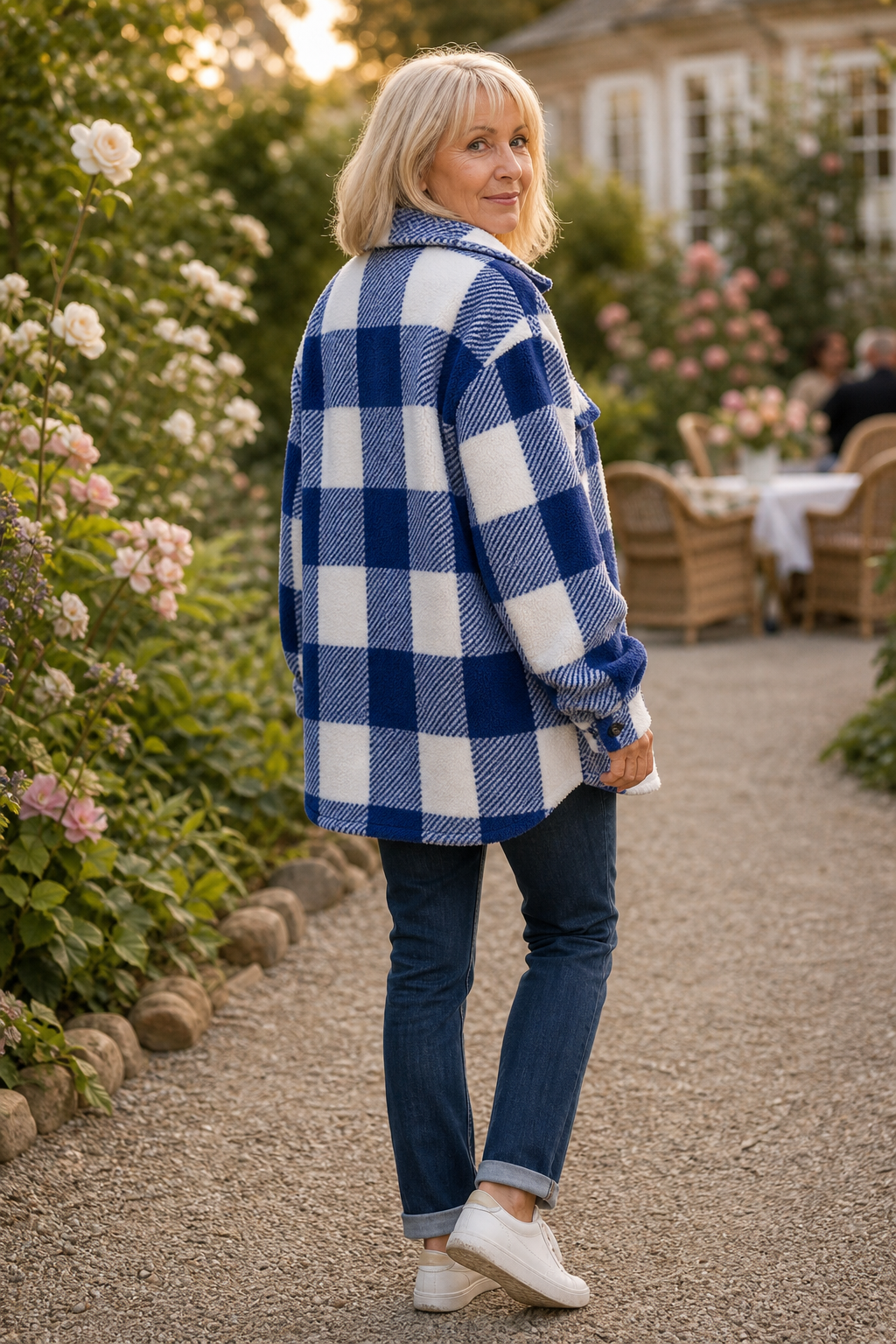 Checked Button-Front Overshirt Jacket