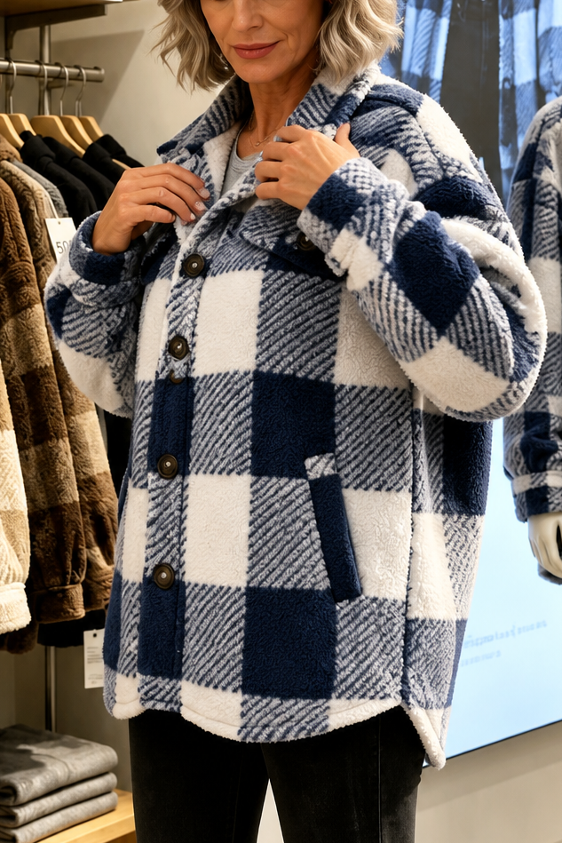 Checked Button-Front Overshirt Jacket
