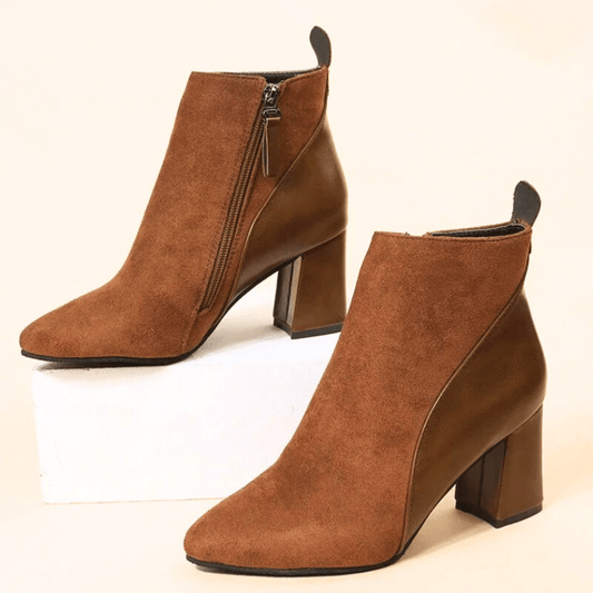 Chic Pointed Toe Block Heel Booties