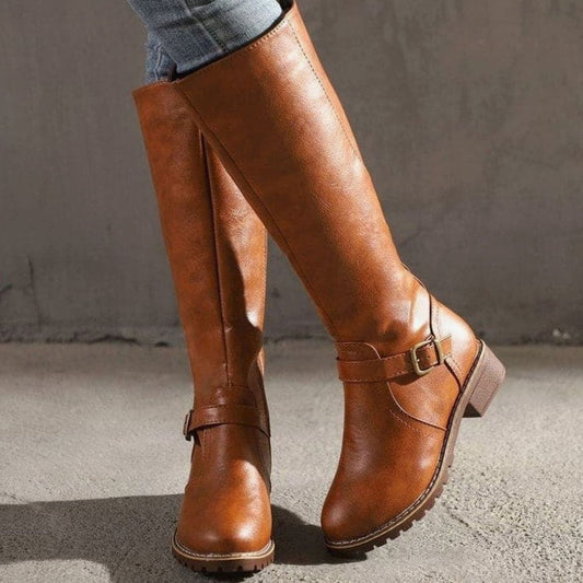 Classic Buckle Knee-High Boots
