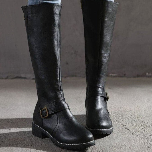 Classic Buckle Knee-High Boots