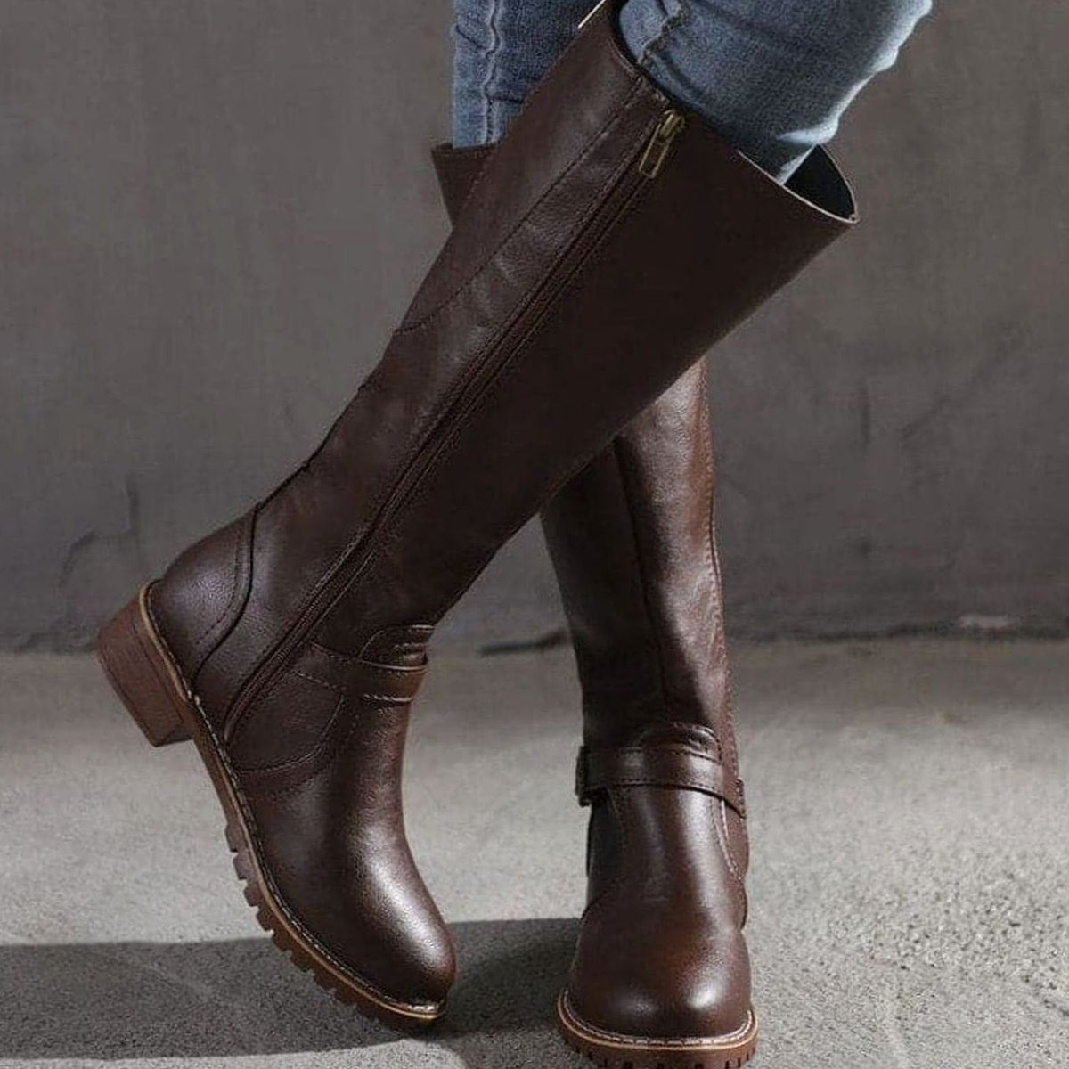 Classic Buckle Knee-High Boots