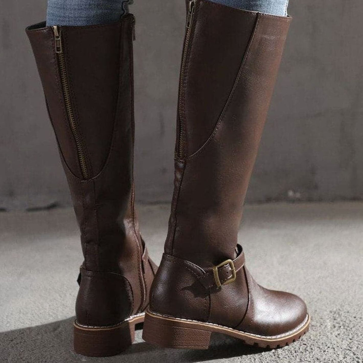Classic Buckle Knee-High Boots