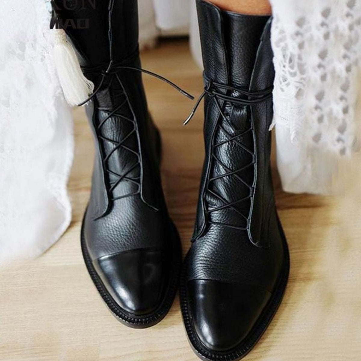 Classic Leather Lace-Up Ankle Boots