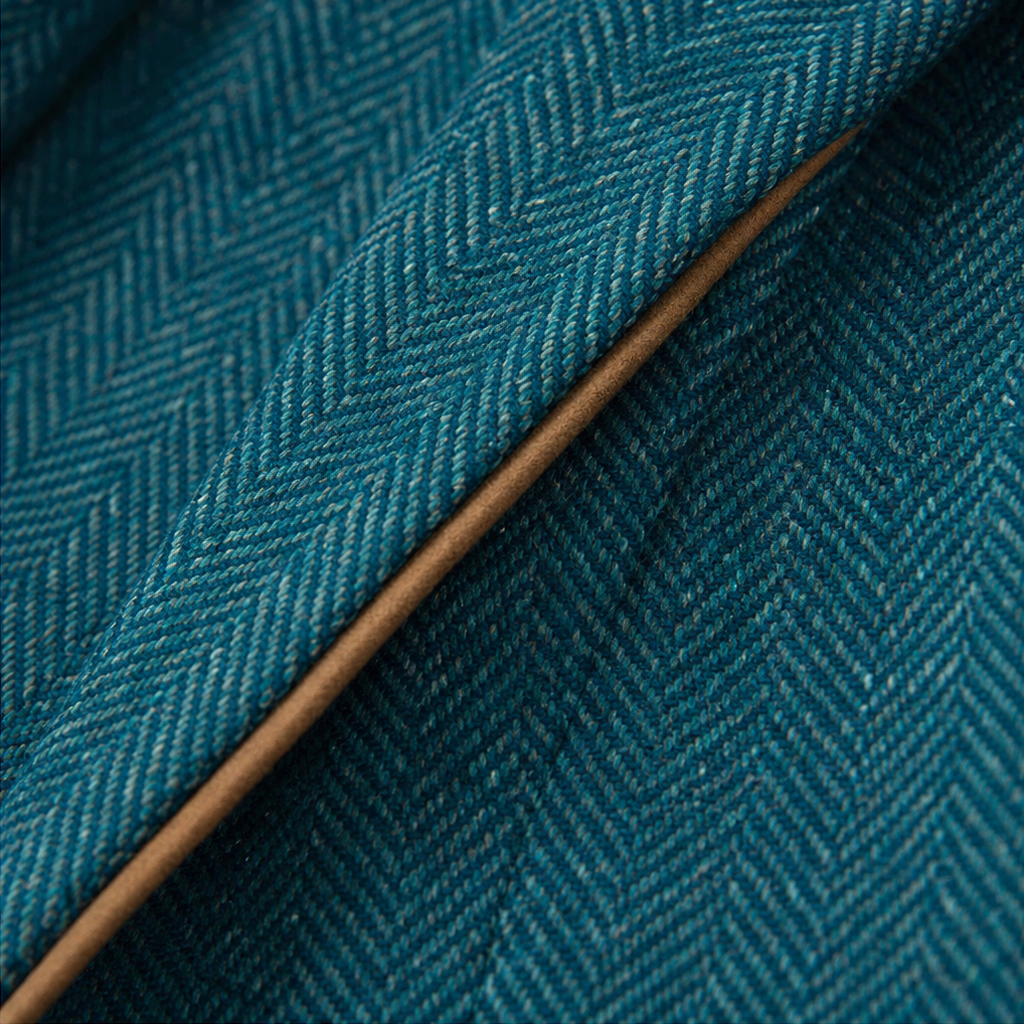 Contrast Piped Herringbone Blend Coat