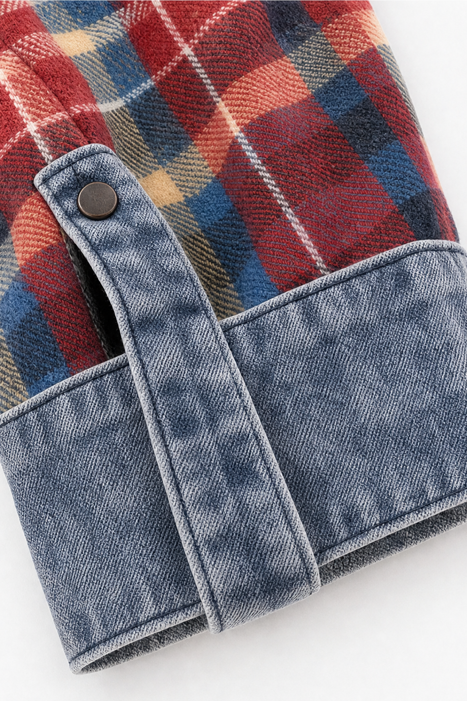 Denim-Trim Hooded Knit Cardigan