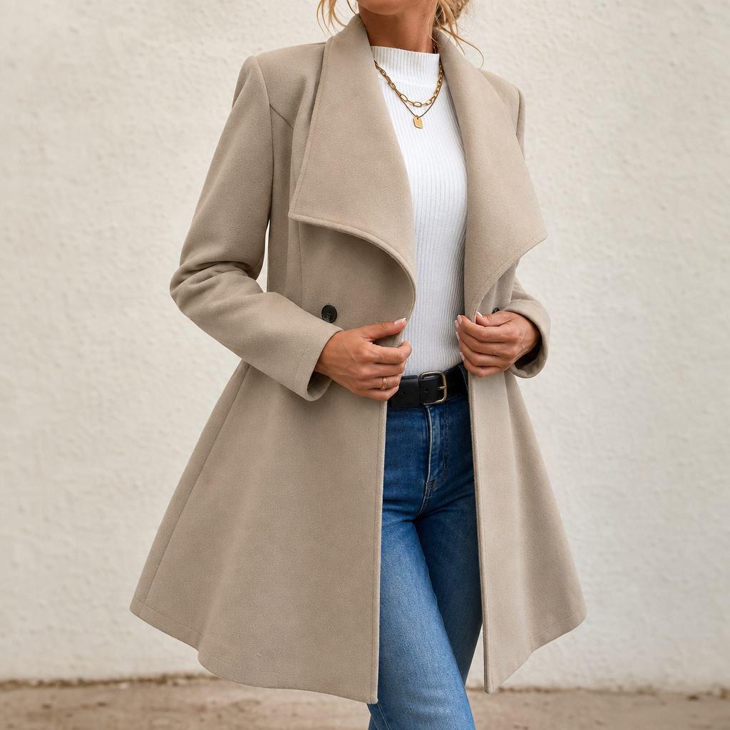Double-Breasted A-Line Tailored Overcoat