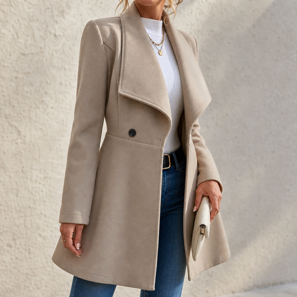 Double-Breasted A-Line Tailored Overcoat