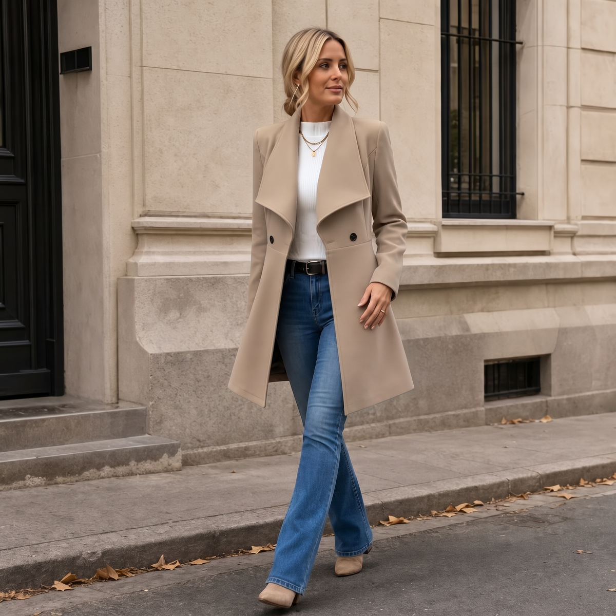 Double-Breasted A-Line Tailored Overcoat