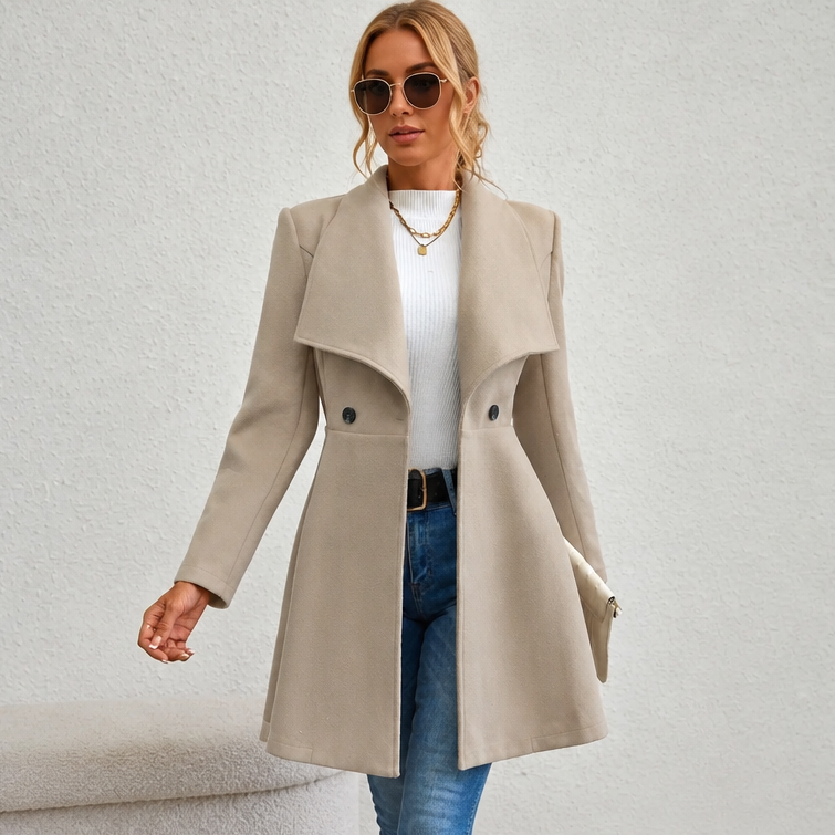 Double-Breasted A-Line Tailored Overcoat