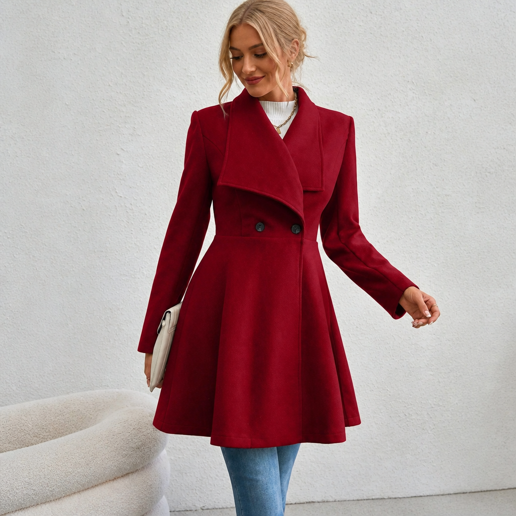 Double-Breasted A-Line Tailored Overcoat