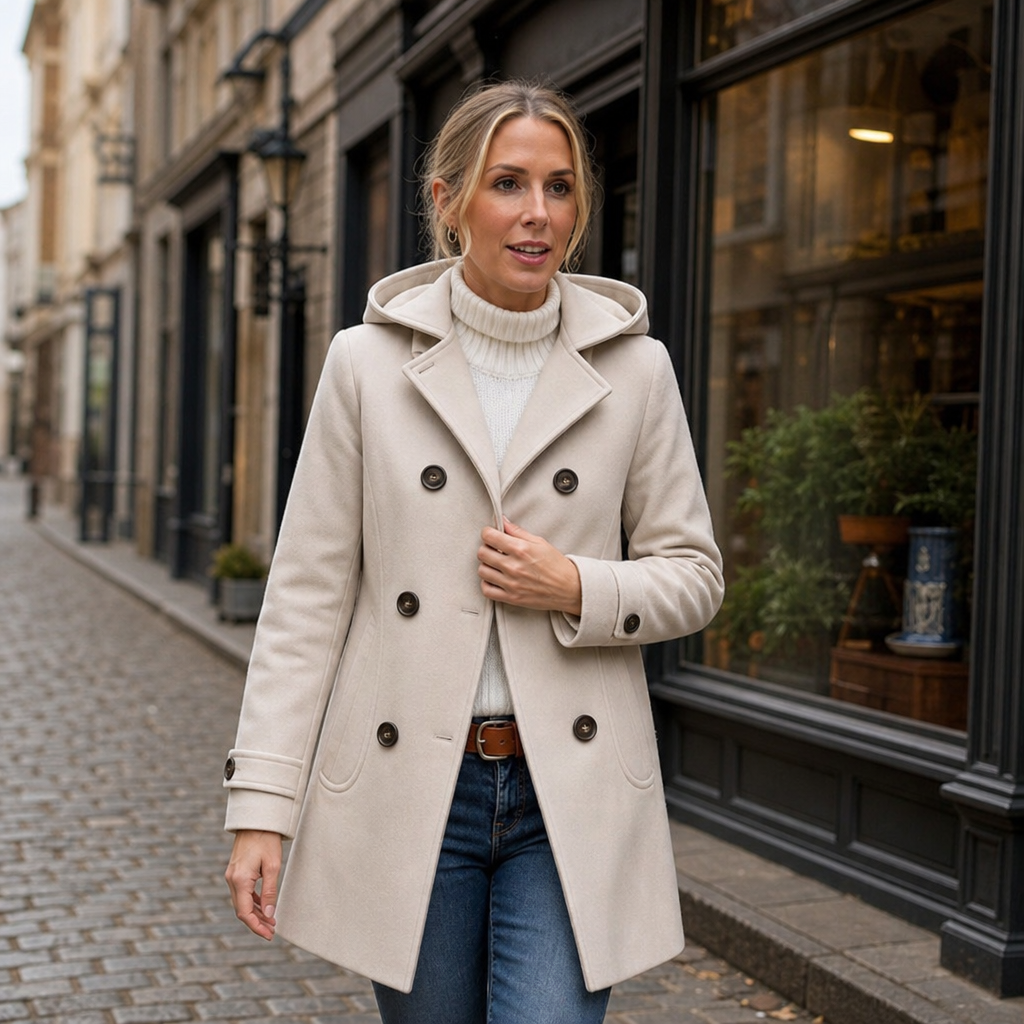 Double-Breasted Hooded Peacoat