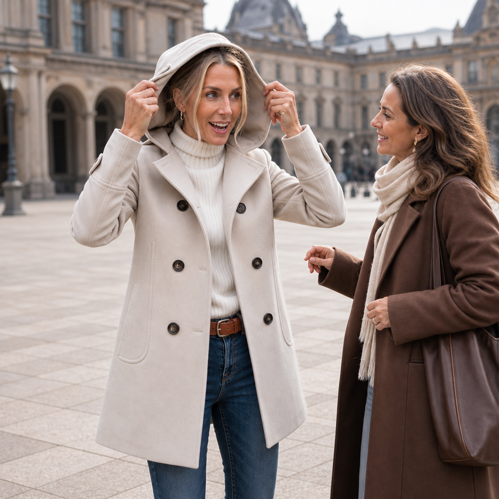 Double-Breasted Hooded Peacoat