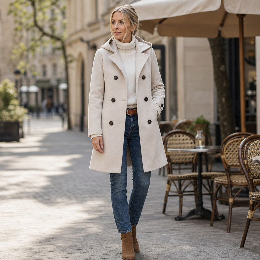 Double-Breasted Hooded Peacoat