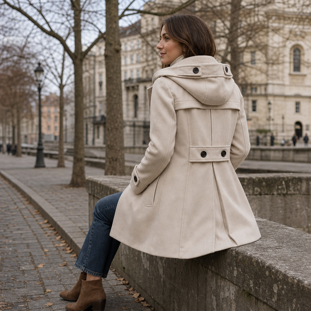 Double-Breasted Hooded Peacoat