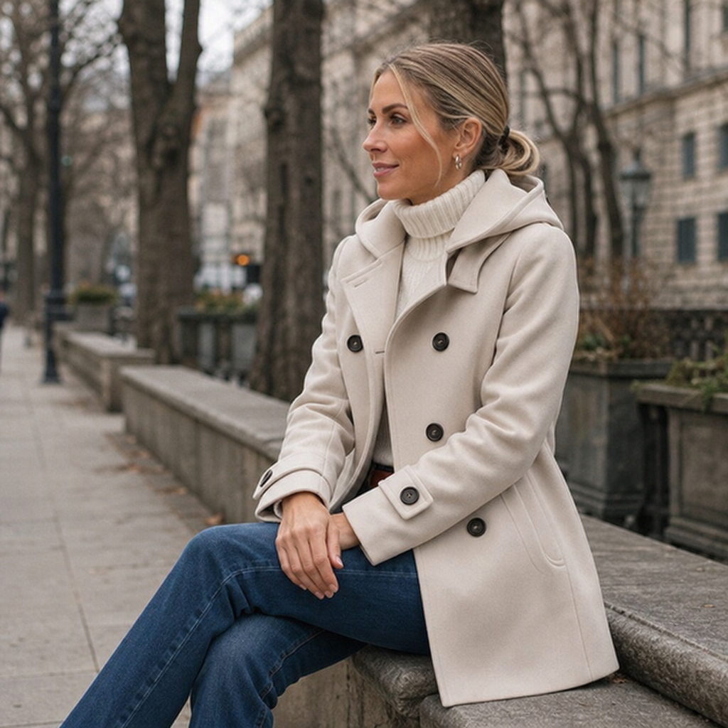 Double-Breasted Hooded Peacoat