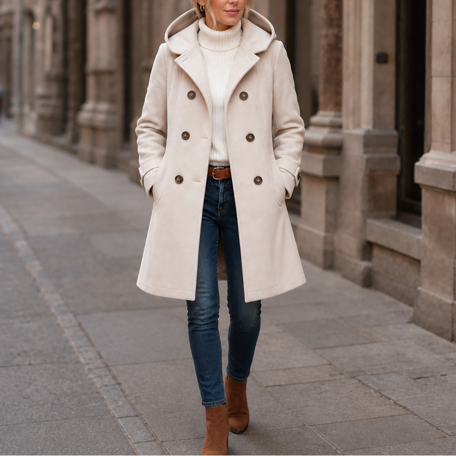 Double-Breasted Hooded Peacoat