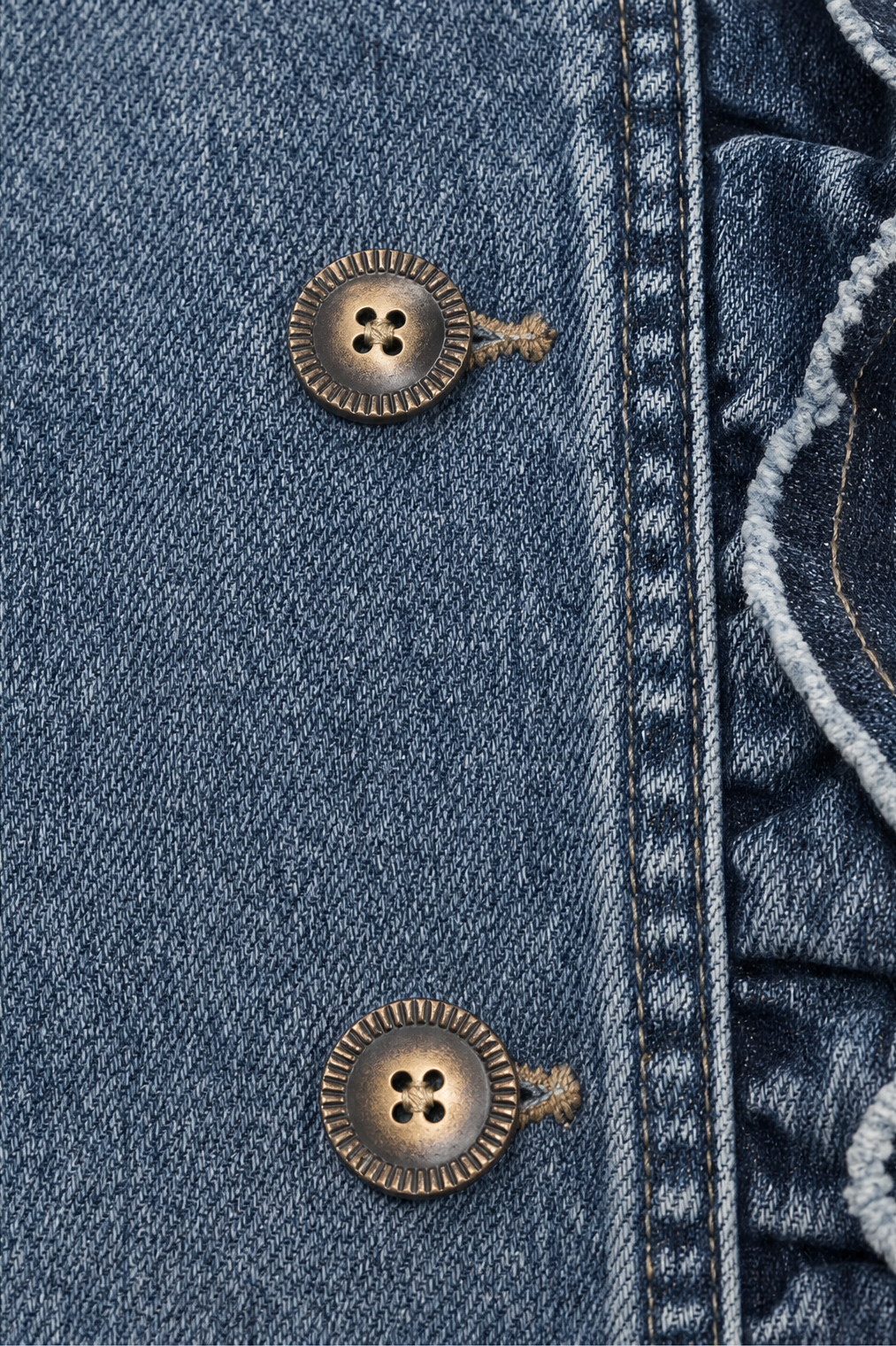 Double Breasted Ruffle Denim Jacket