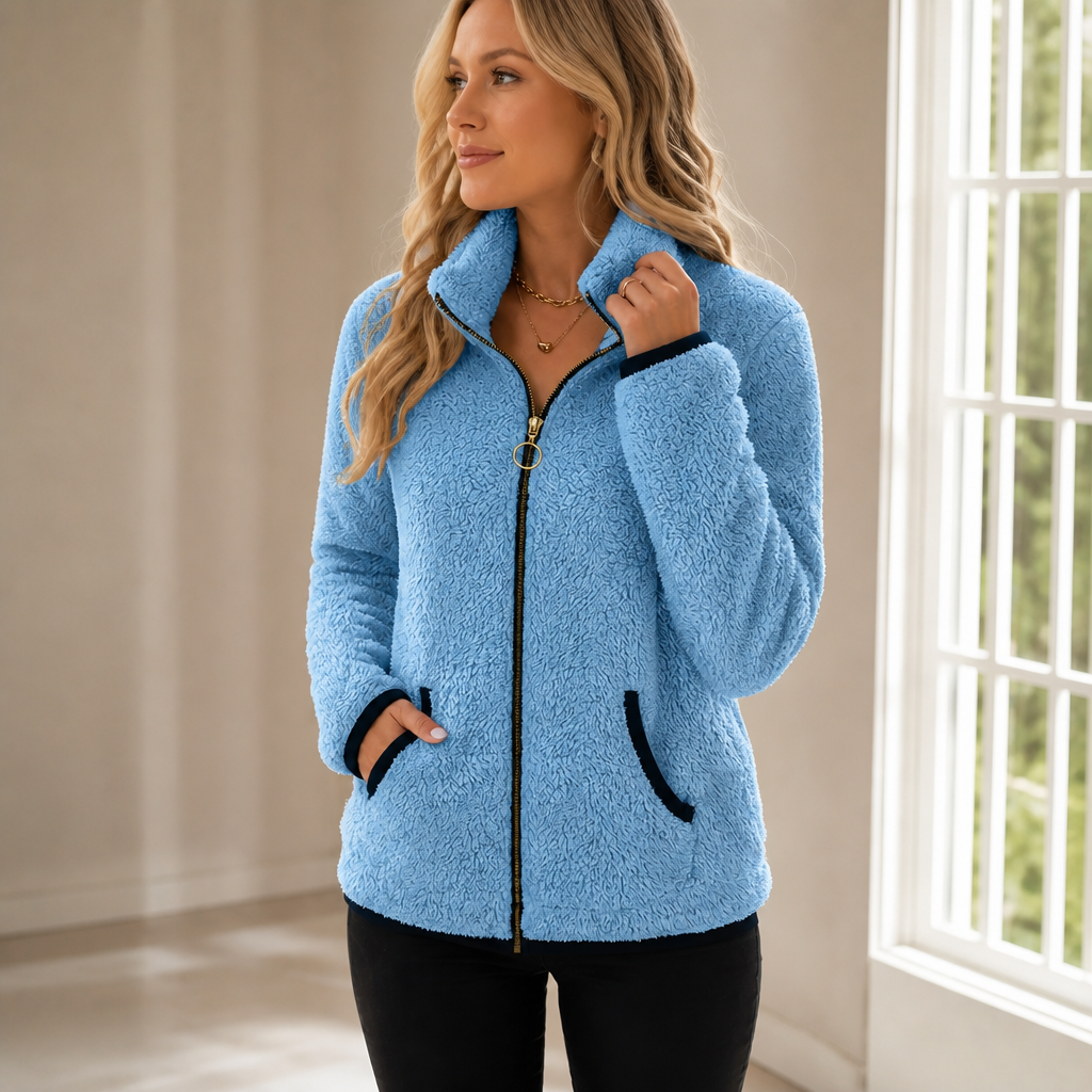 Double-Layer Fleece-Look Zip Jacket
