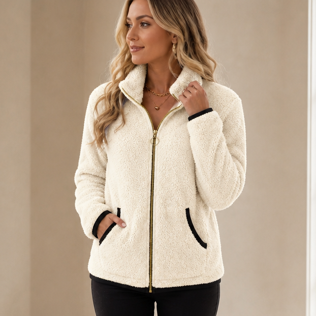 Double-Layer Fleece-Look Zip Jacket
