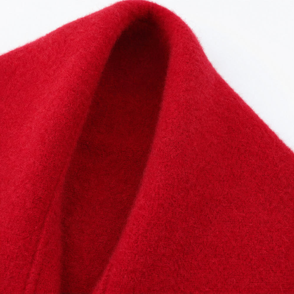Draped Shawl Collar Open-Front Wool Coat