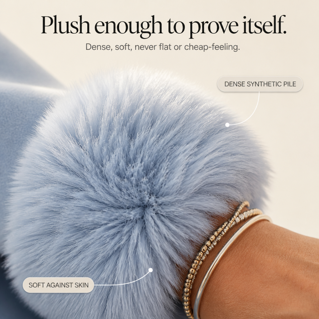 Faux Fur Cuff Asymmetric Wrap Blend Jacket