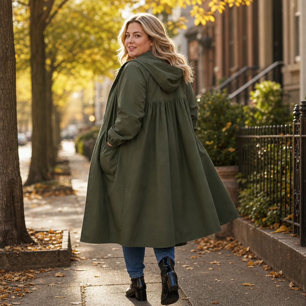 Flared Hem Peplum Rain Jacket With Pockets